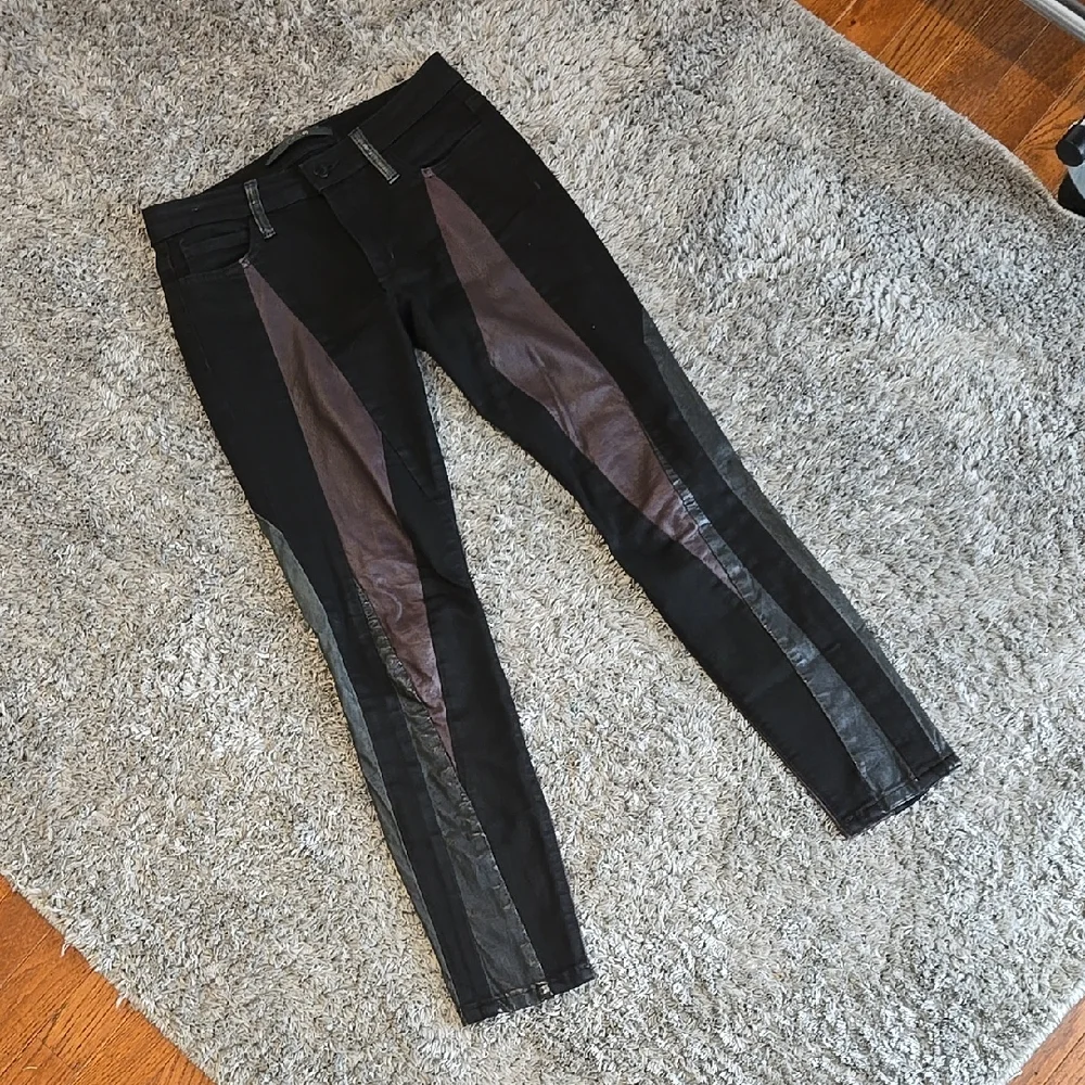 Joe's Jeans Black & Brown Panel Skinny Ankle Jeans